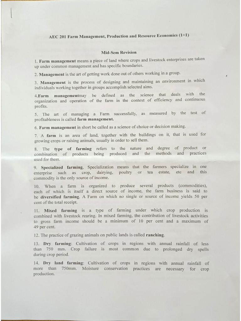 AEC 201 Revision Notes | PDF