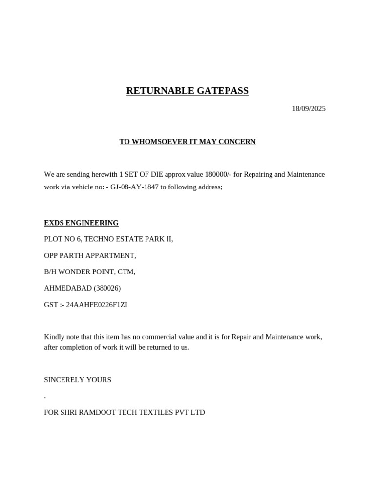 Gate Pass | PDF