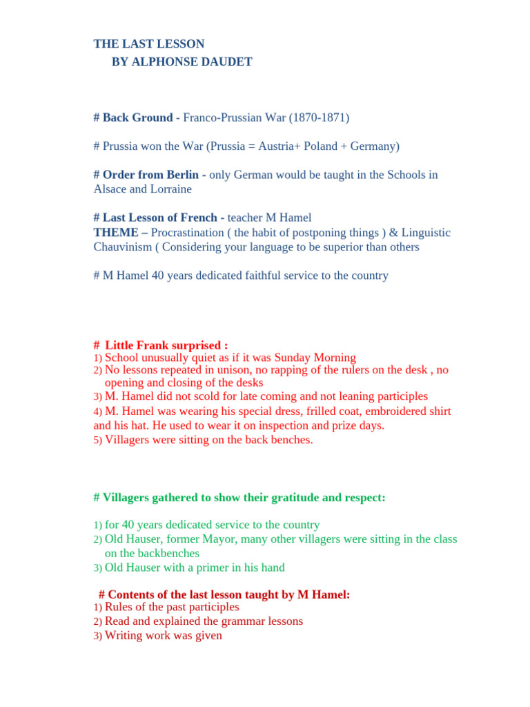 The Last Lesson | PDF