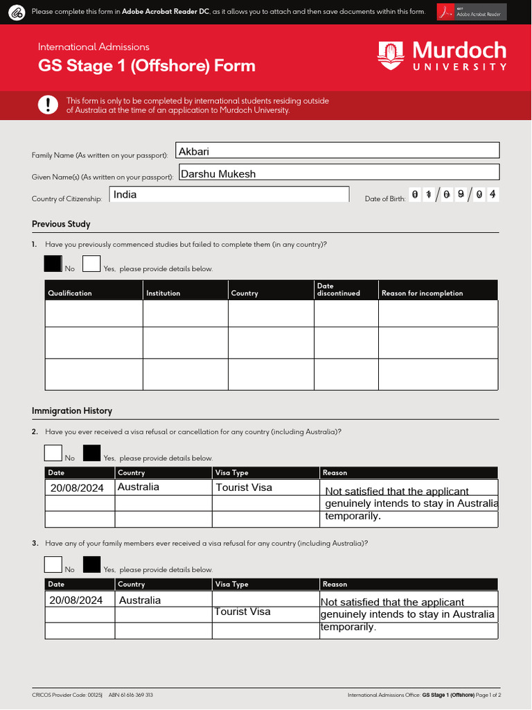 GS Stage 1 Offshore Form 1 | PDF | Travel Visa | Human Migration