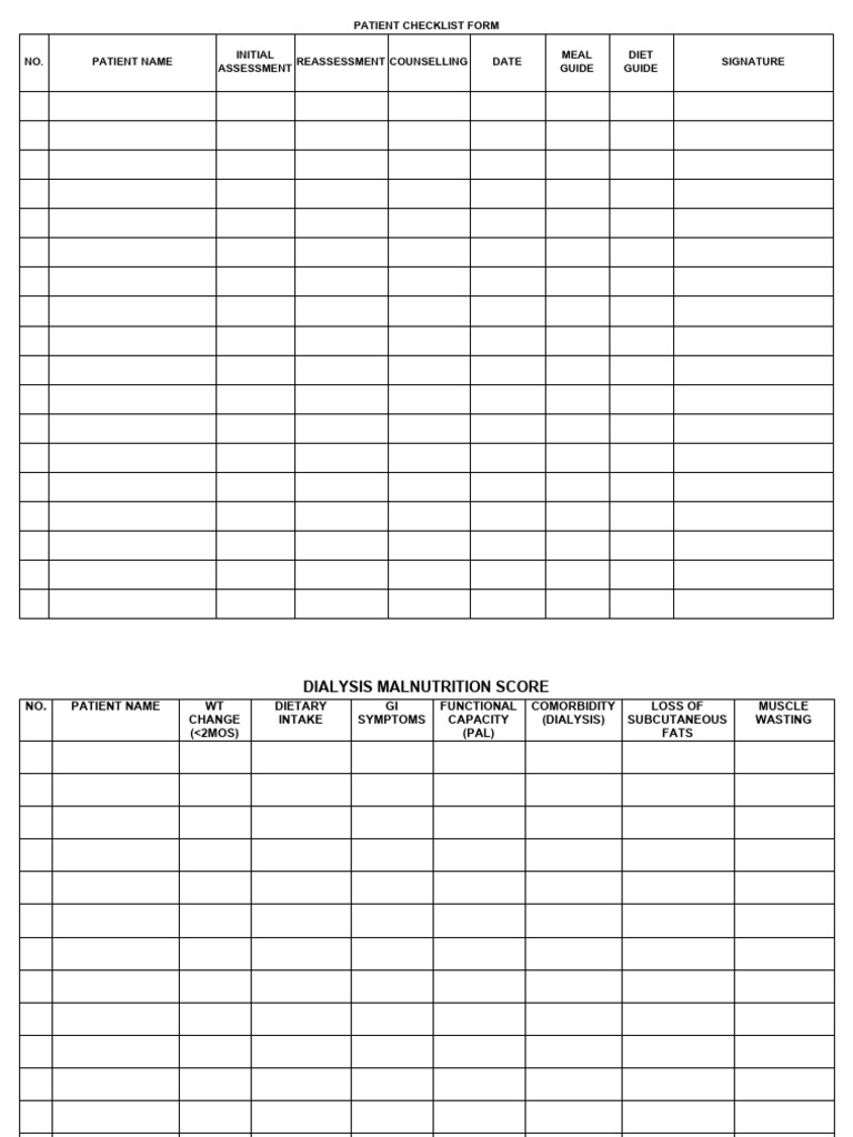 Patient Forms (Checklist and DMS) | PDF