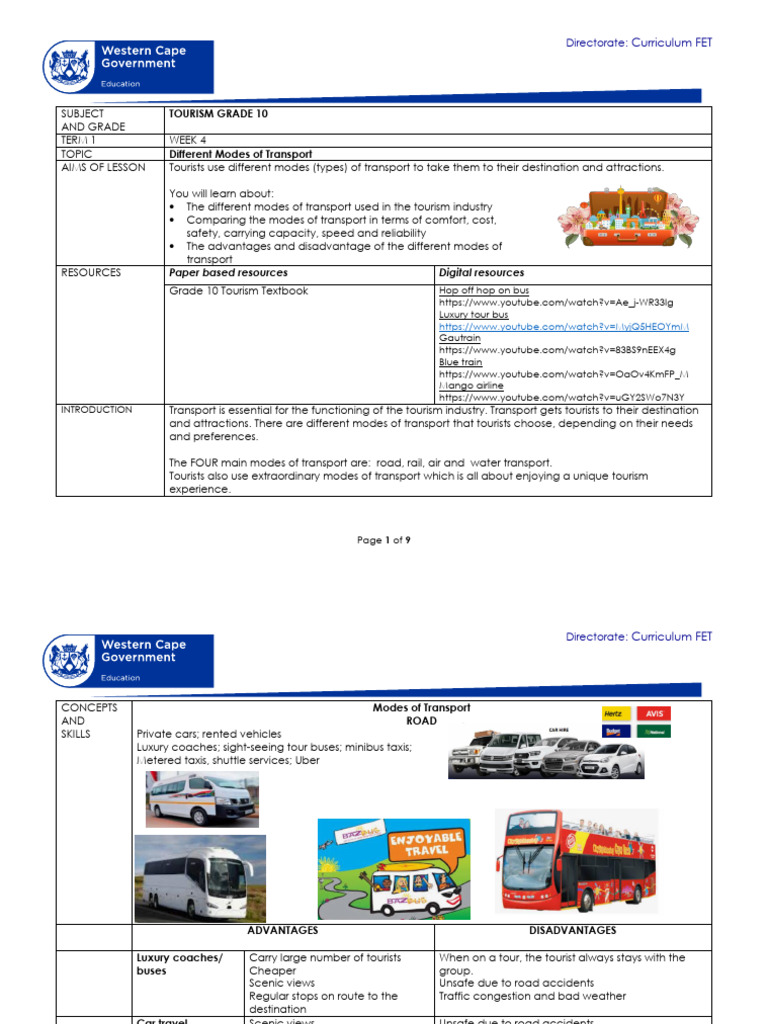 G10 Term 1 Week 4 Different Modes of Transport | PDF | Transport | Bus