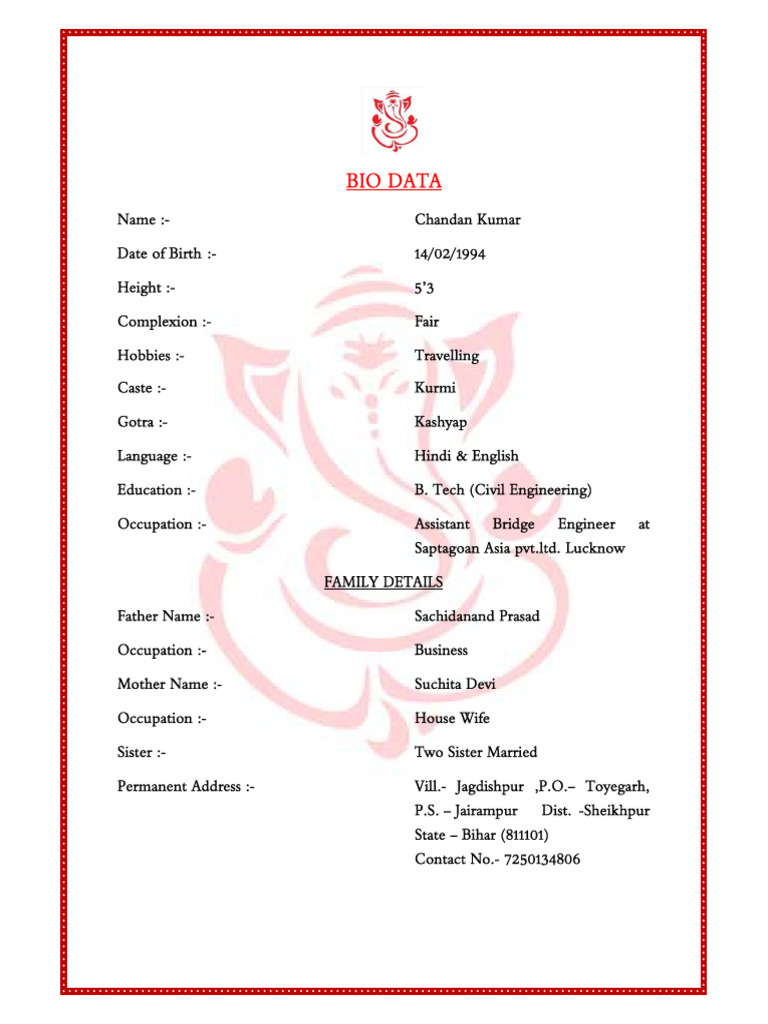 Biodata Chandan | PDF