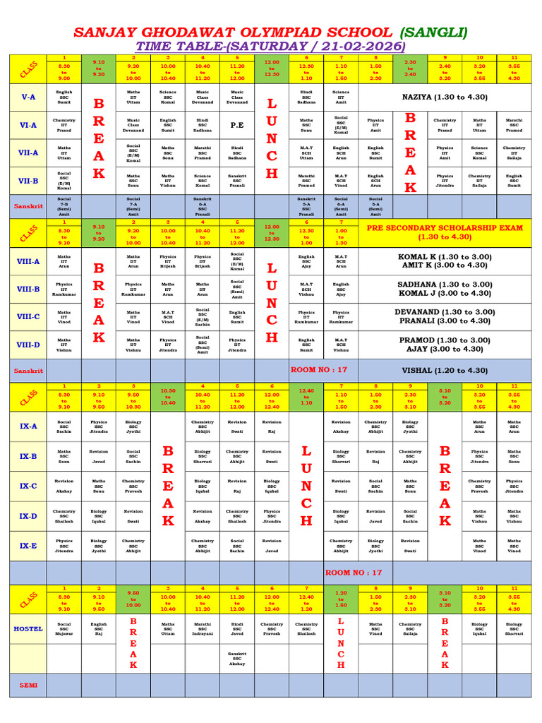 Sgos Time Table - 21!02!2026 | PDF