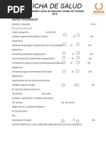 Ficha de Salud Modelo Junior 2012
