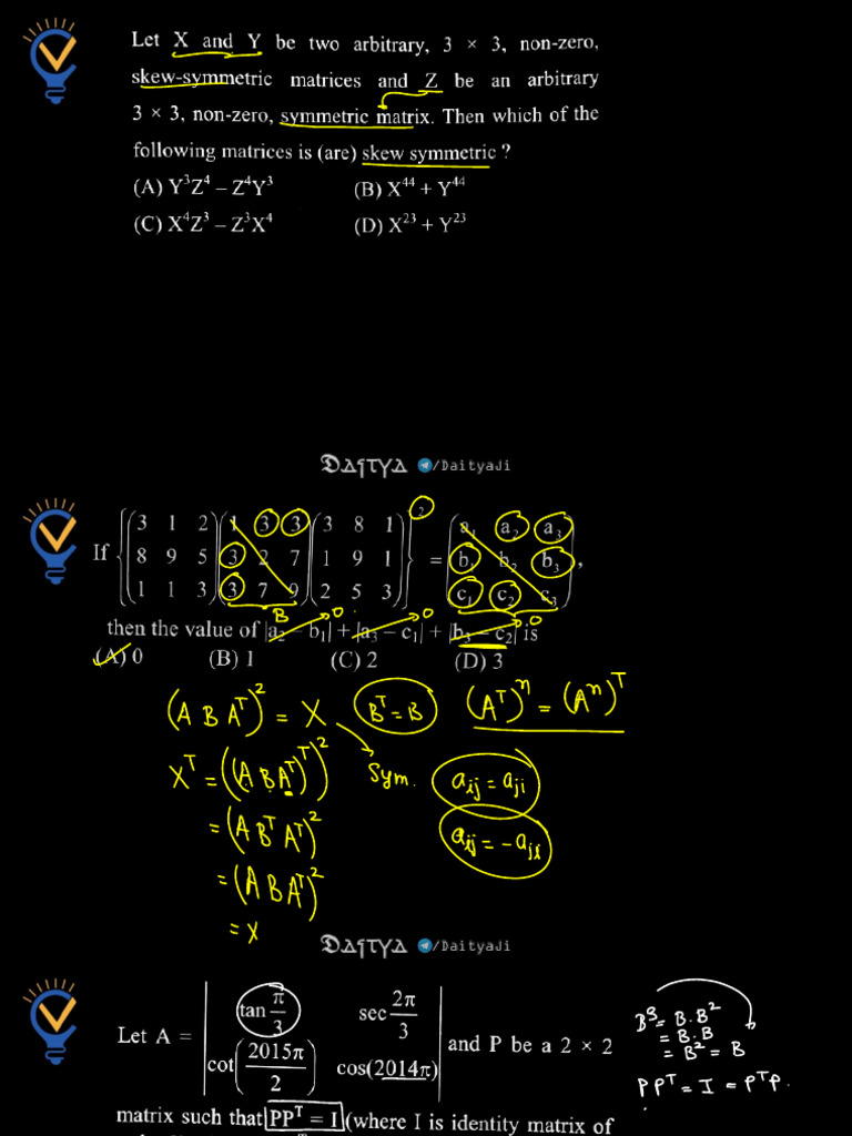 Matrices and Determinants Practice Session | PDF