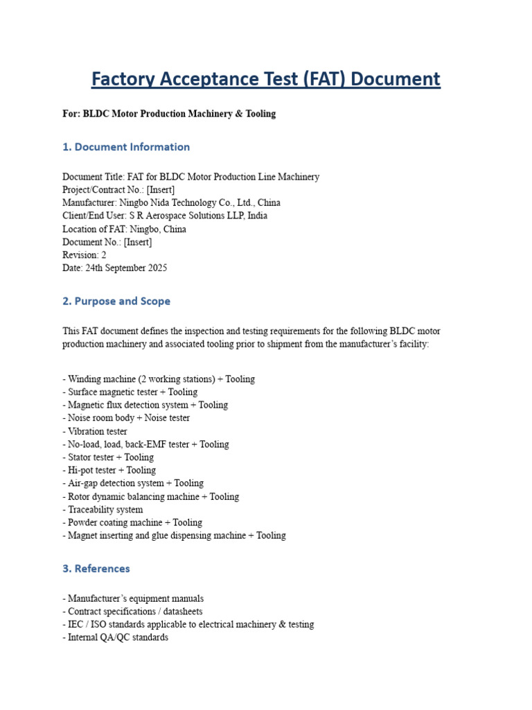 Factory Acceptance Test (FAT) Document - Nide | PDF | Machines ...