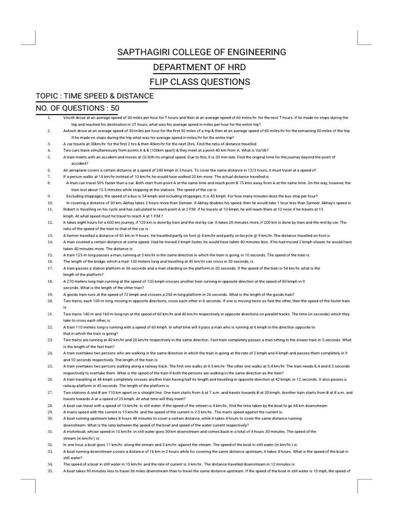 Flip Class TSD | PDF | Speed | Velocity