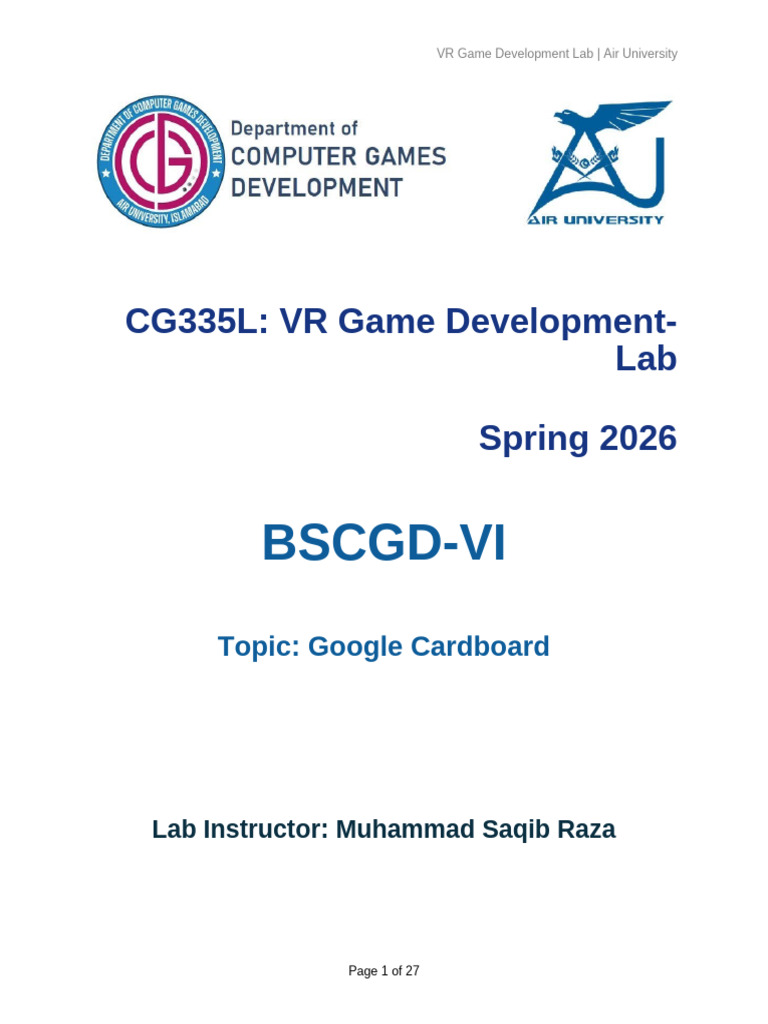 VR - Lab - 01 | PDF | Virtual Reality | Unity (Game Engine)