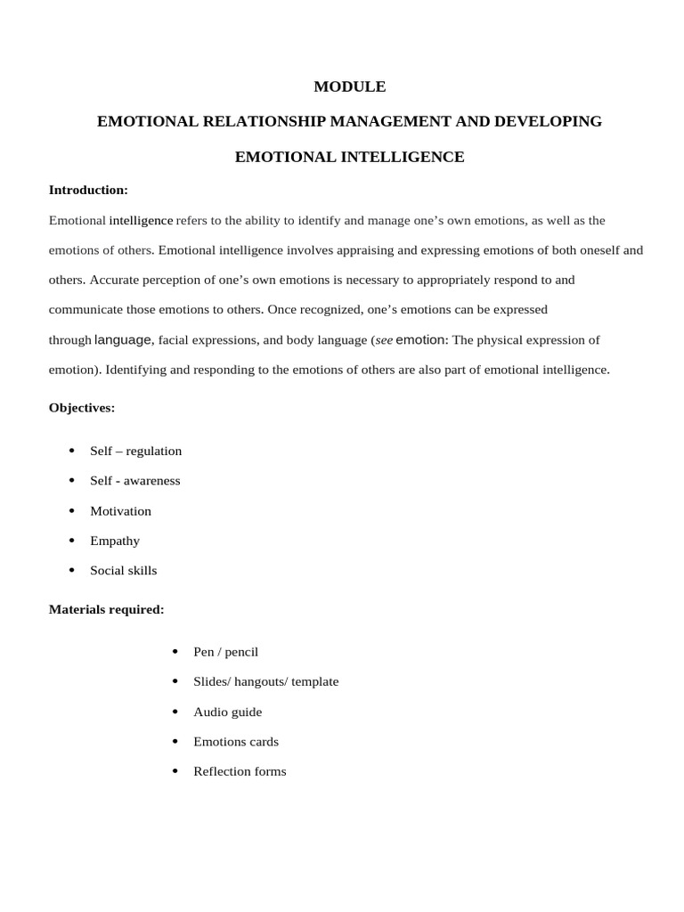 Training Module | PDF | Emotional Intelligence | Intimate Relationships