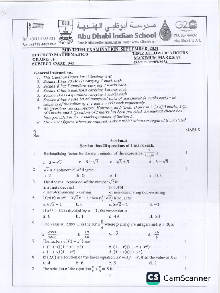 Mathematics'24 (3 Yrs) | PDF