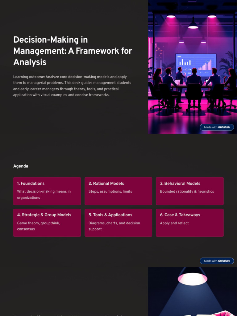 DecisionMaking in Management A Framework For Analysis | PDF ...