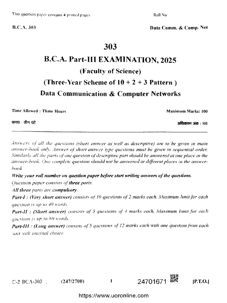Bca Part 3 Data Communication and Computer Networks 303 2025 | PDF