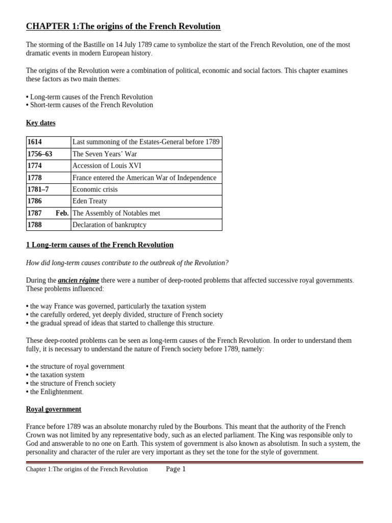 Chapter 1 Origins of The French Rev Student | PDF | Cost Of Living ...