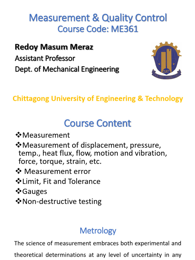 1.1. Introduction To Measurement | PDF | Metrology | Calibration