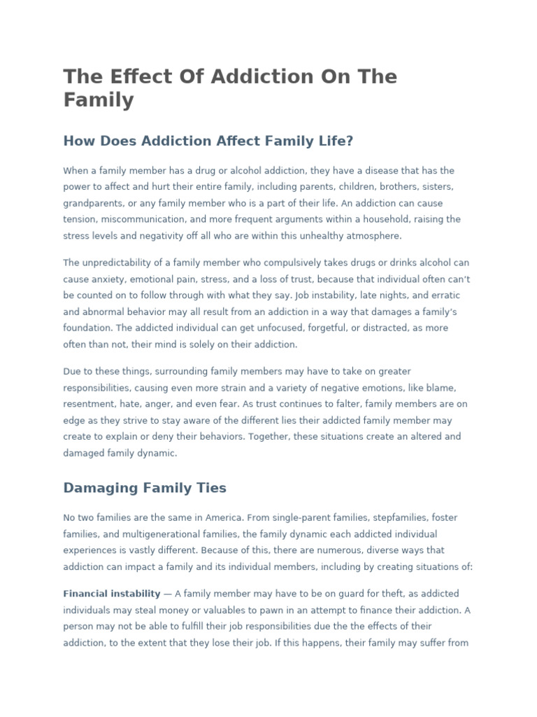 The Effect of Addiction On The Family | PDF | Substance Abuse | Shame