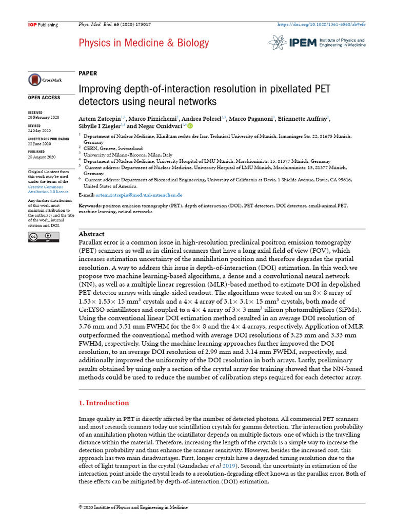 Improving Depth-Of-Interaction Resolution Pixellated PET Detectors ...