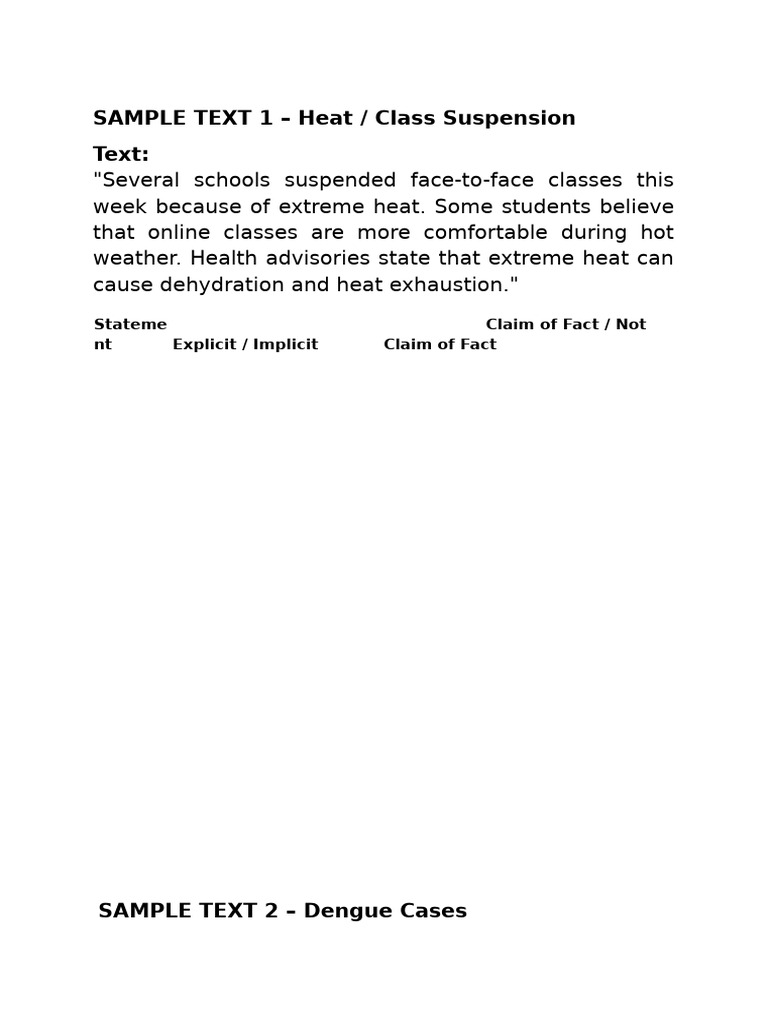 Answer Key For Sample Text in Application | PDF