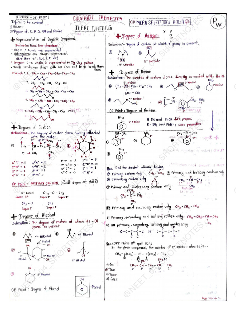 IUPAC NAMING Complete Notes | PDF | Chemical Compounds | Chemistry