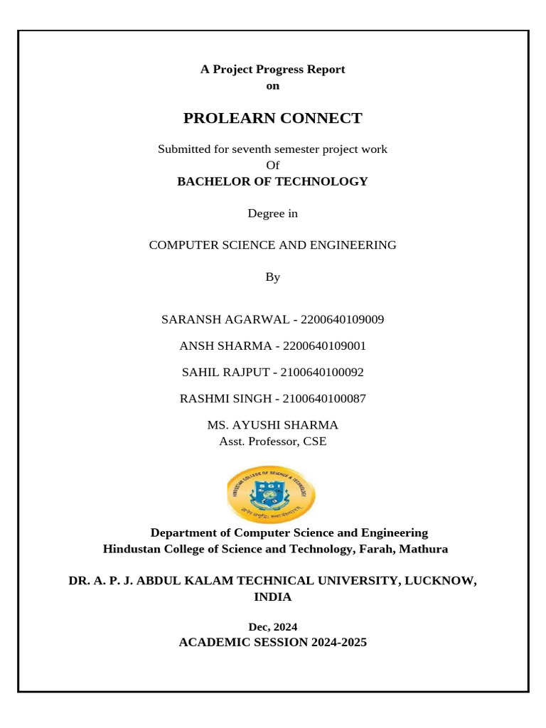 A Project Progress Report | PDF | Mentorship | Educational Technology