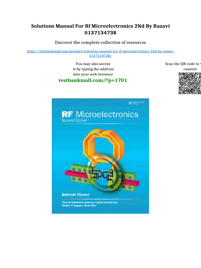 Solutions Manual For RF Microelectronics 2nd by Razavi 0137134738 ...
