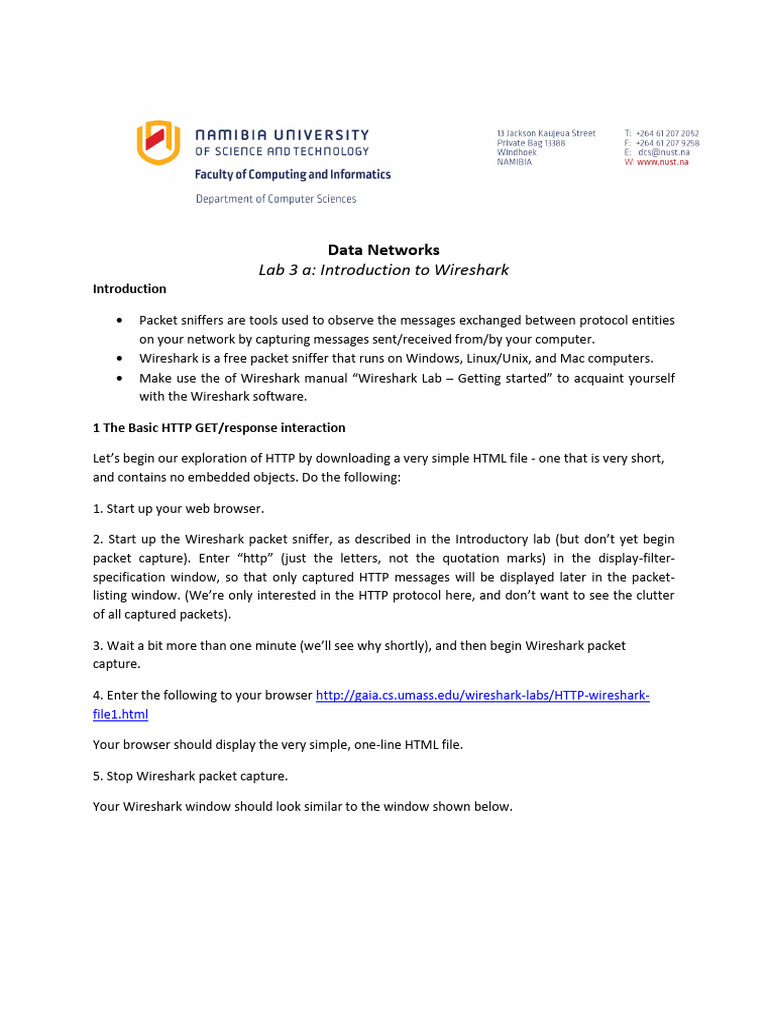 Lab 3 A - Introduction To Wireshark | PDF | Internet Protocols | Ip Address