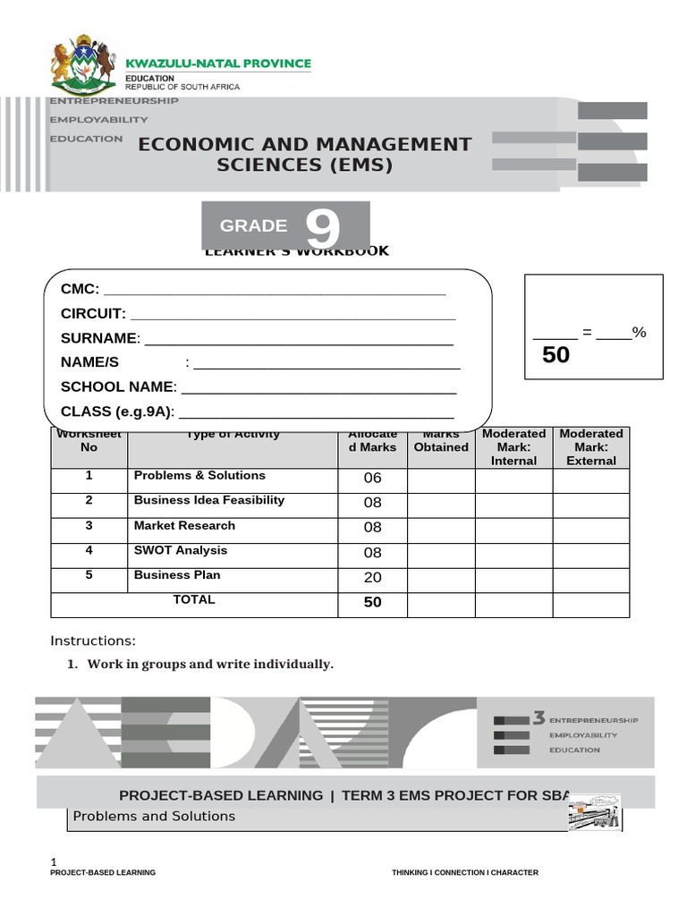 2025 Final EMS Grade 9 Term 3 Project - Learner Book | PDF | Swot ...