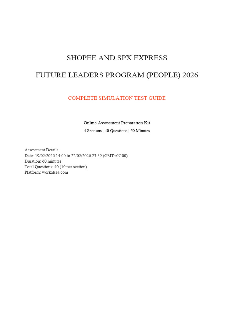 Shopee FLP Simulation Test Guide | PDF | Sat | Cognition