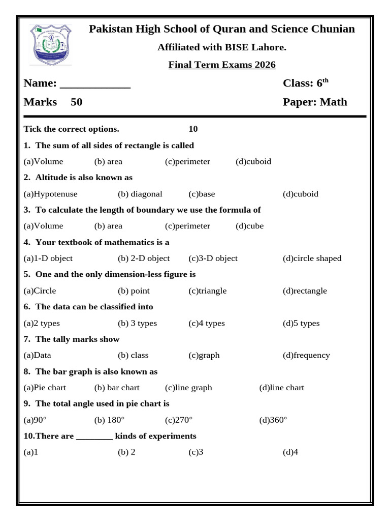 Math Class 6 | PDF | Area | Elementary Geometry