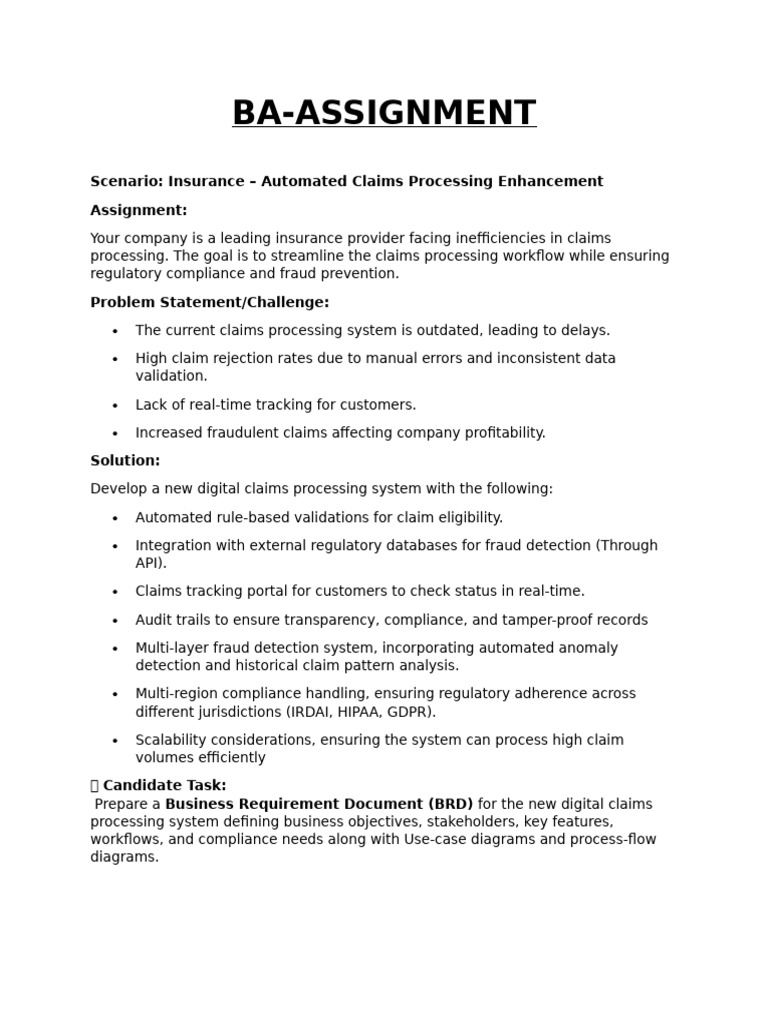 BA-Assignment Insurance Solution | PDF