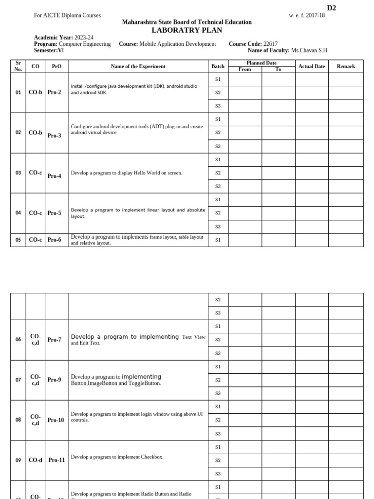 Laboratory Plan of Practical (D2) | PDF | Android (Operating System ...