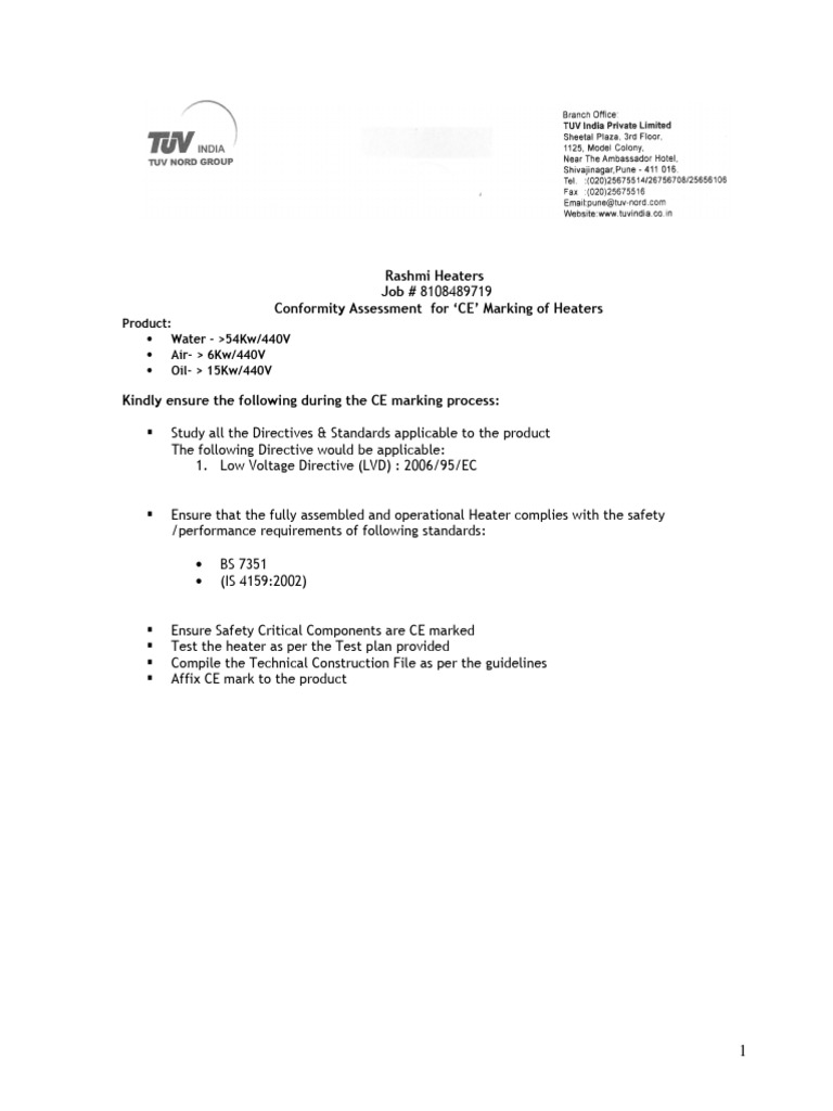 Heaters Ce Conformity Assessment | PDF | Welding | Construction