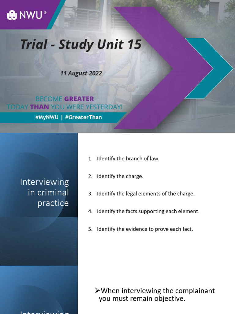 Study+Unit+15+ +trial+ Part+1 | PDF | Prosecutor | Witness