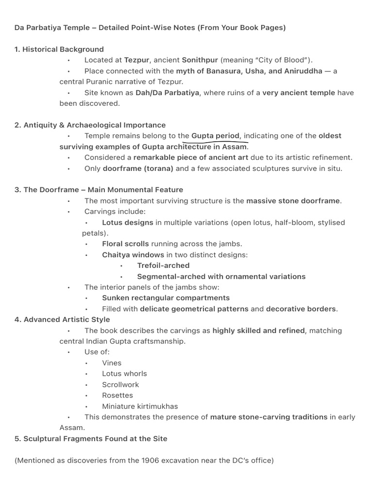 Da Parbatiya Temple - Detailed Point-Wise Notes (From Your Book Pages ...