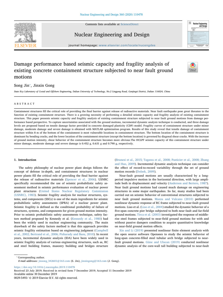 Damage Performance Based Seismic Capacity and Fragility Analysis of ...