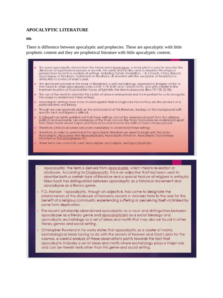 Apocalyptic Lecture Notes | PDF | Lamb Of God | Apocalyptic Literature