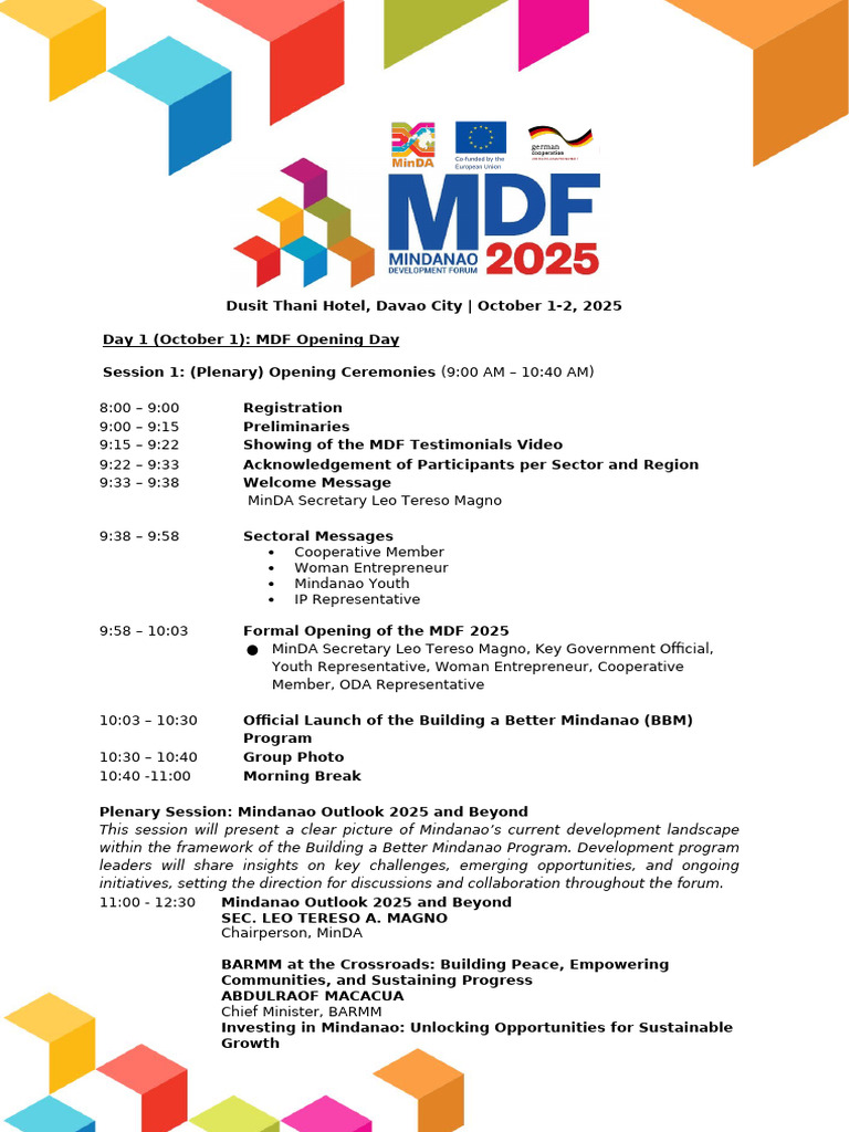 MDF2025 Program (Annotated) | PDF | Infrastructure | Economies