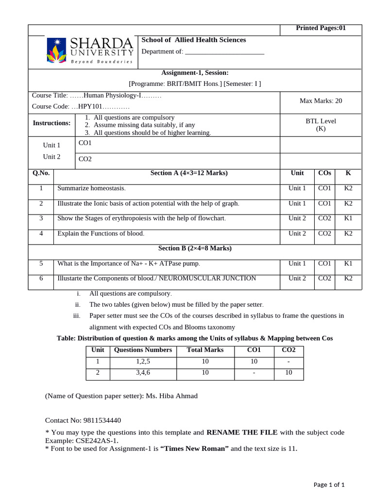 25-26 ASSIGN1 Question Paper Format37 3 | PDF
