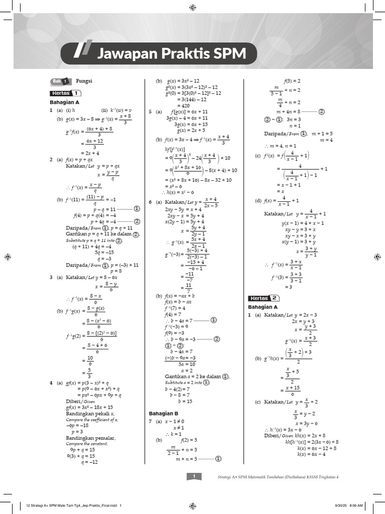 Jawapan Praktis SPM | PDF | Mathematical Objects | Elementary Mathematics