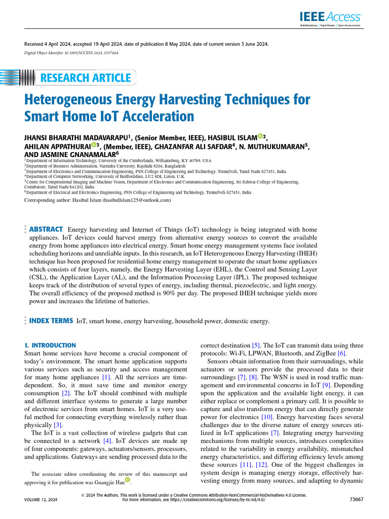 Heterogeneous Energy Harvesting Techniques For Smart Home IoT ...