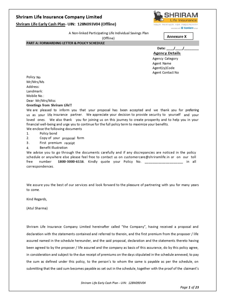 Policy Document-Ecp-V04 1 | PDF | Insurance | Life Insurance