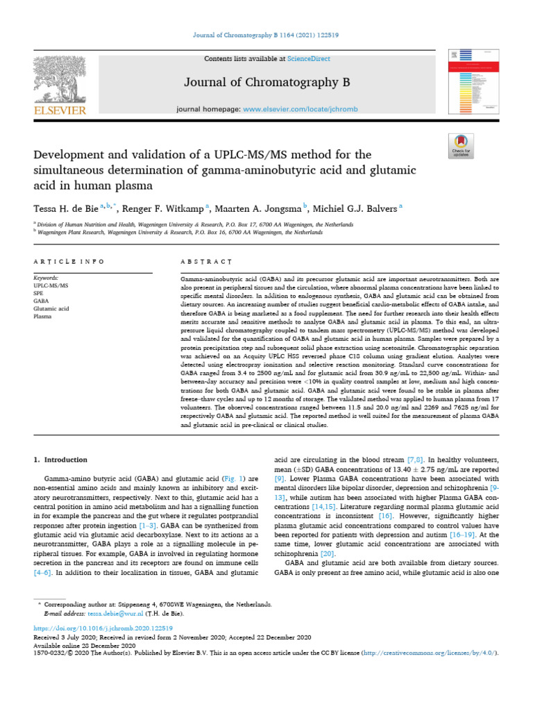 Development and Validation of A UPLC-MS/MS Method For The Simultaneous ...