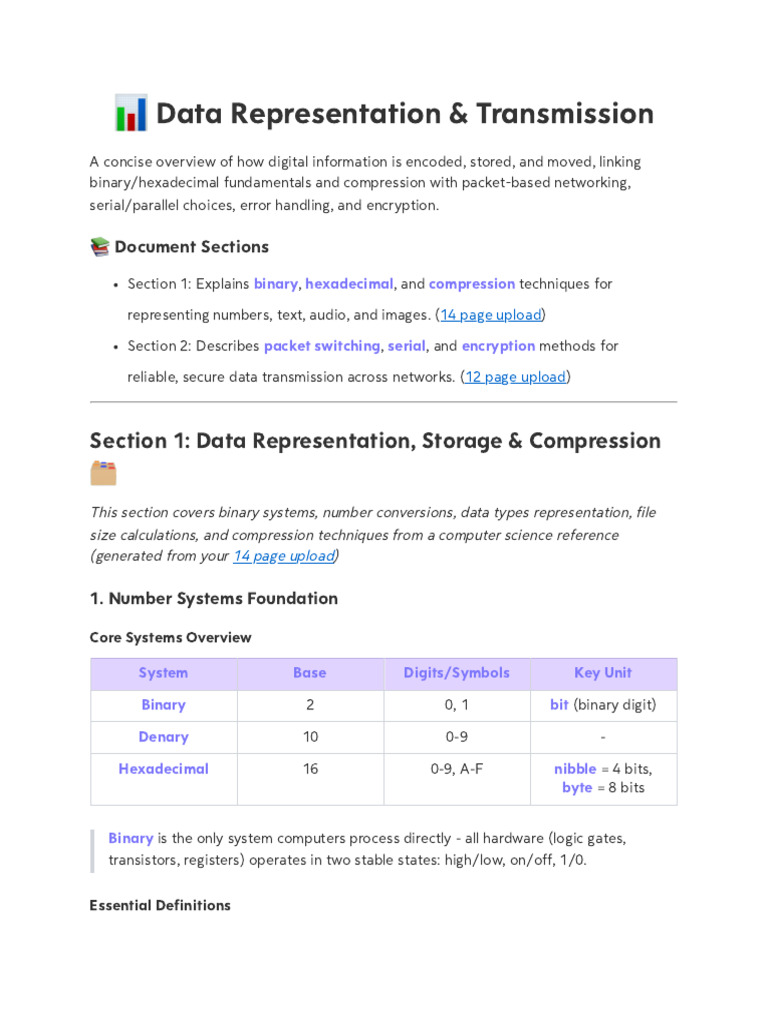 Encoding, Compression, and Network Transmission | PDF | Data ...