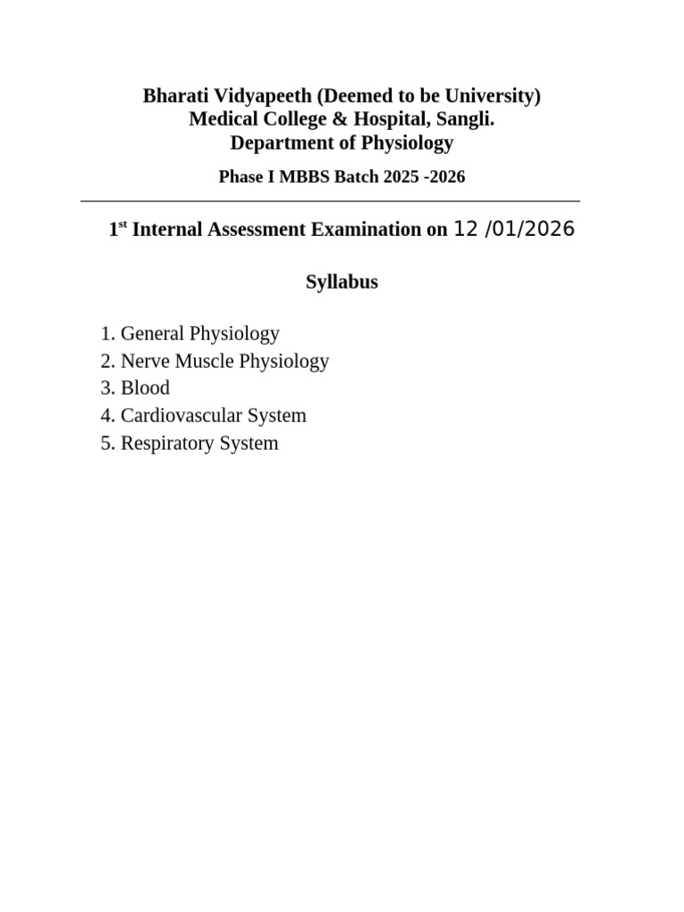 Syllabus & Paper Pattern For First Internal Assessment Exam | PDF ...