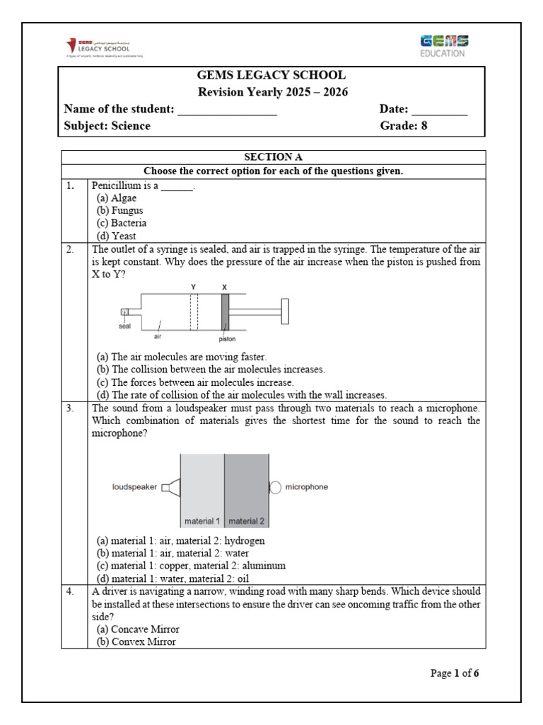 Gr8 Science Revision Yearly | PDF | Oxygen | Gases
