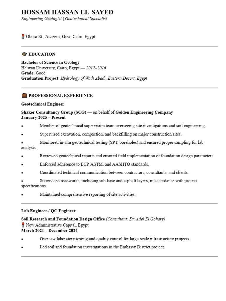 Hossam Hassan - Engineering Geologist | PDF | Geotechnical Engineering ...