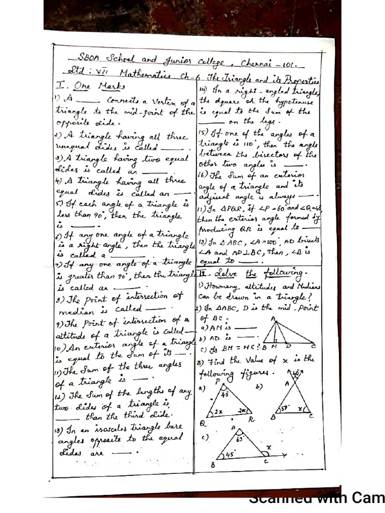 STD 7 Triangle and Its Properties | PDF