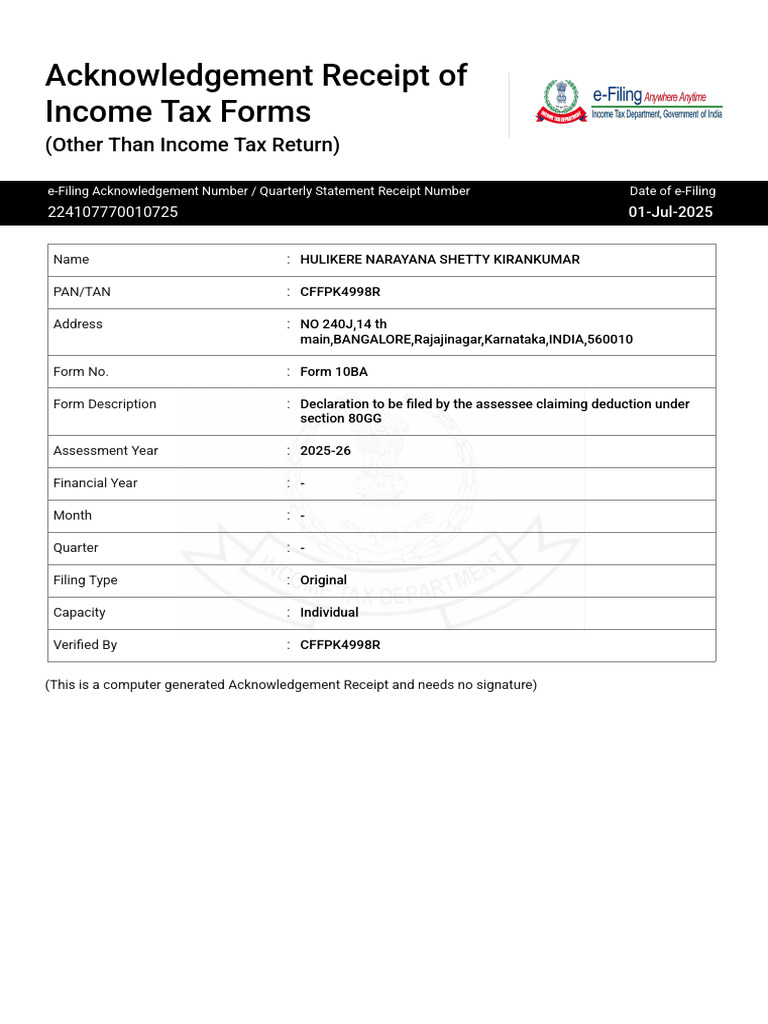Form 10ba Arn | PDF
