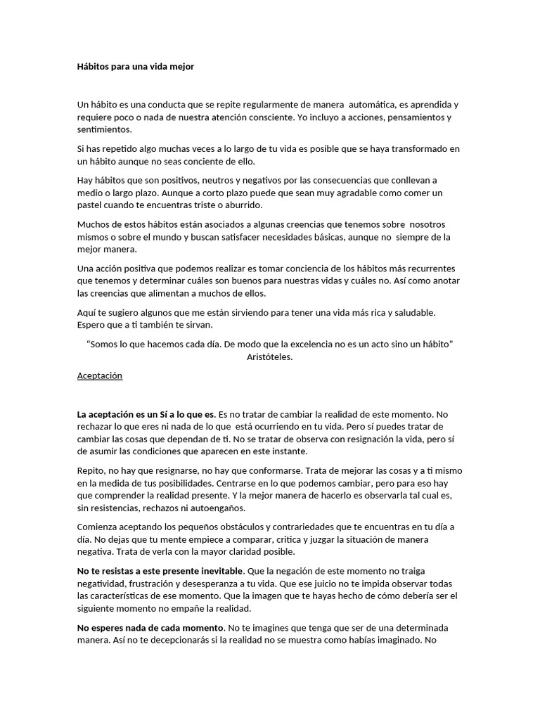 Hábitos para Una Vida Mejor | PDF | Mente | Realidad