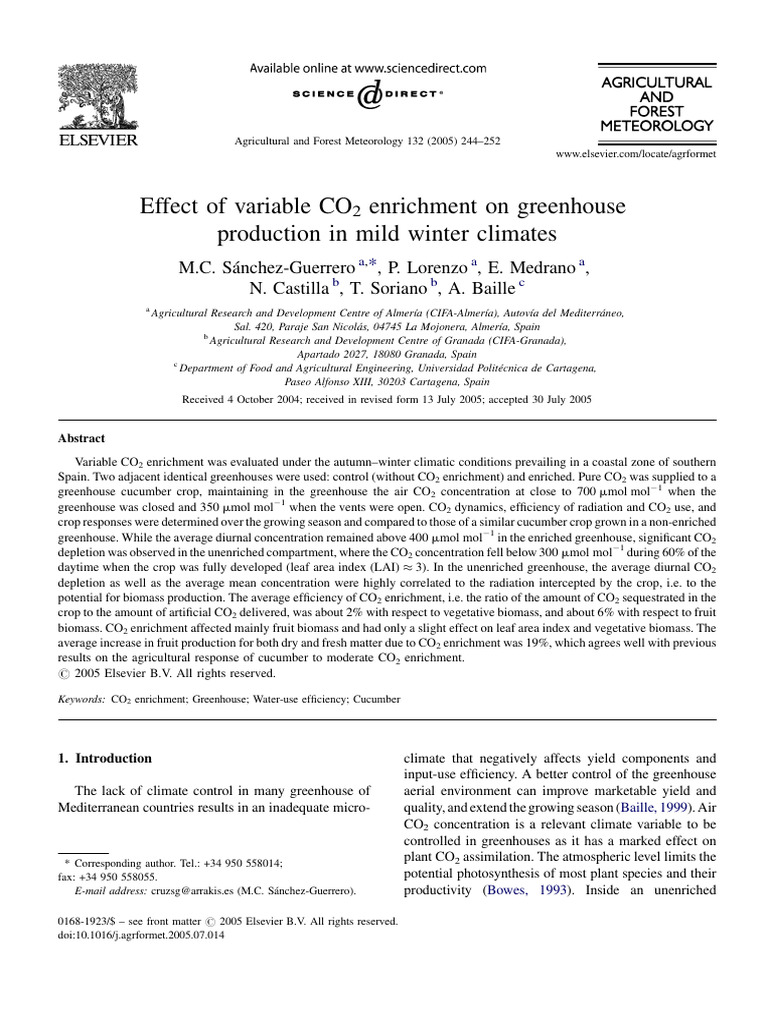 Effect of Variable CO2 Enrichment On Greenhouse | PDF | Greenhouse ...